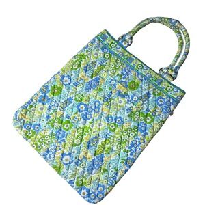 Vera Bradley Tote Bag Blue Green Floral English Meadow Quilted Cottagecore Boho